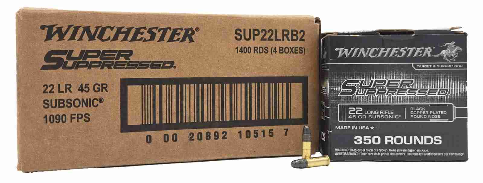 WINCHESTER 22LR 45GR SUBSONIC 1090 FPS AMMUNITION 1400 rd CASE - $99.99 w Free Shipping