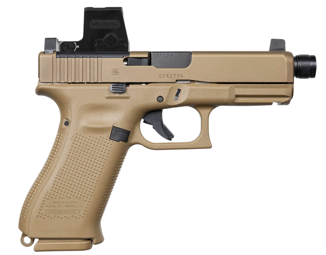 Glock 19X MOS, 9mm, 4.52" Threaded Barrel, 3 Magazines, Optics Ready, FDE, Pistol w/ EPS 6 MOA GREEN DOT