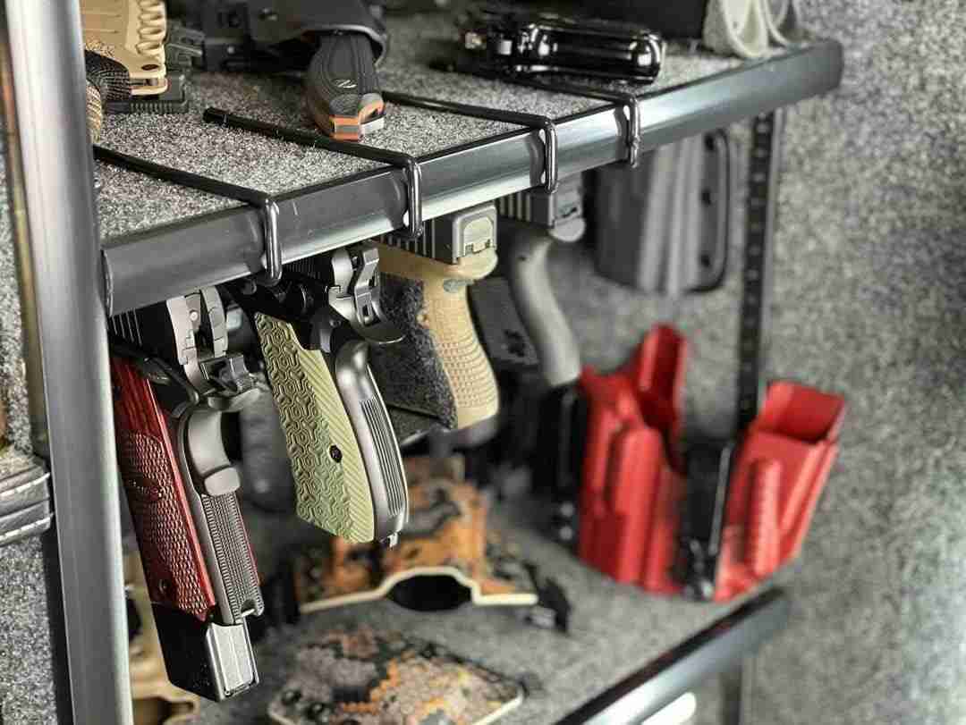 10 PCS Gun Rack, Pistol Rack for Gun Safe Shelf or Stack On Gun Cabinet, Gun Safe Accessory, Handgun Hanger Pistol Organizer for Display, Gifts for Hunters 