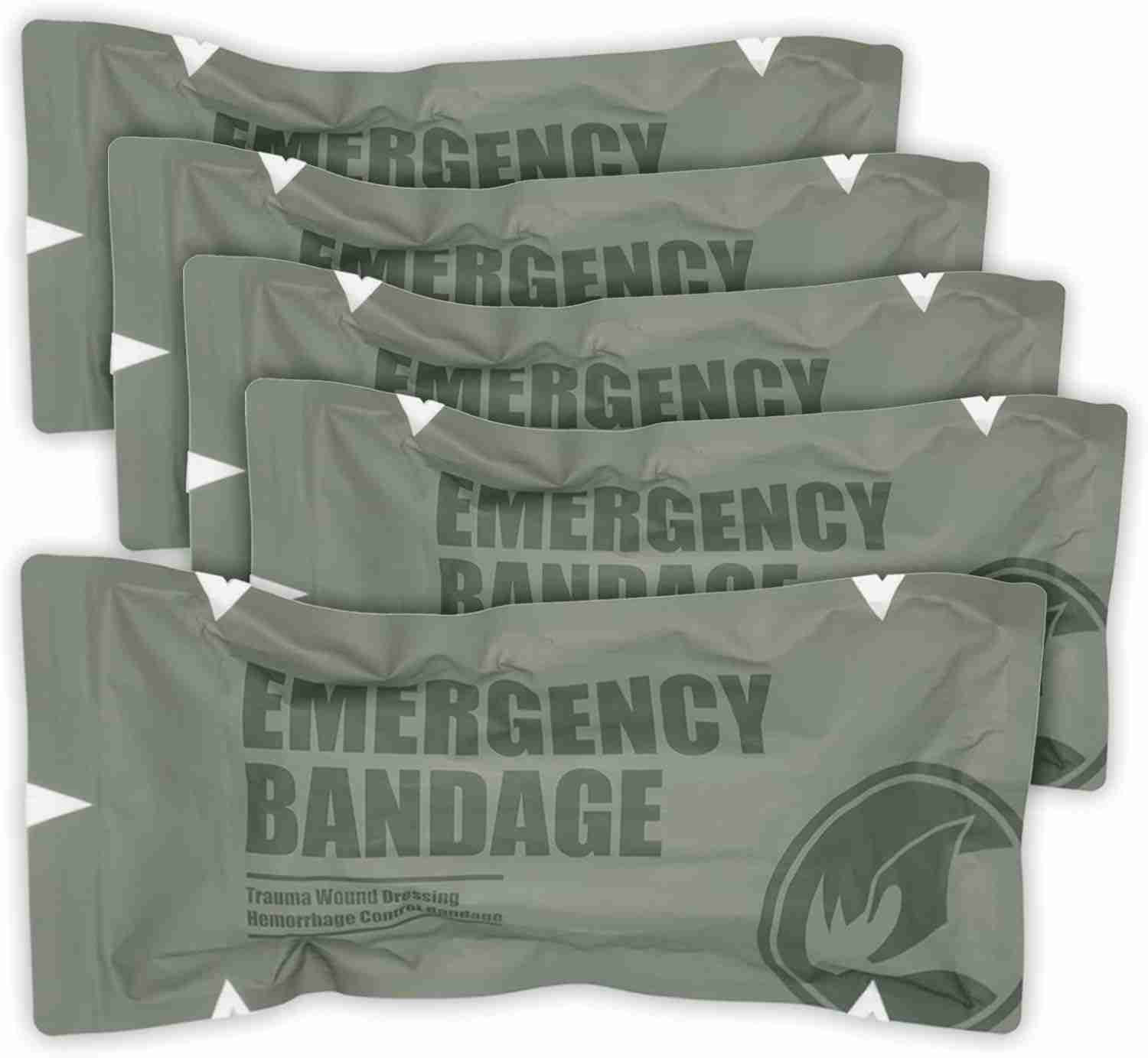RHINO RESCUE 6" Israeli Style Emergency Bandage, Compression Trauma Wound Dressing, Medical Sterile Vacuum Sealed, Combat Tactical First Aid Kit IFAK Supplies, 5 Count - $34.95 w Free Shipping - HSA ELIGIBLE