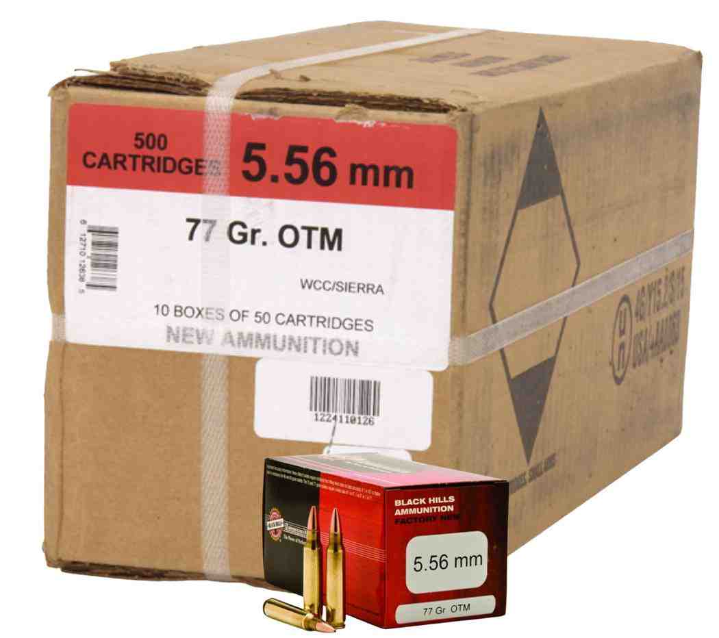 Black Hills Ammunition 5.56x45mm NATO 77 Grain Sierra MatchKing Hollow Point OTM 500 RD Case