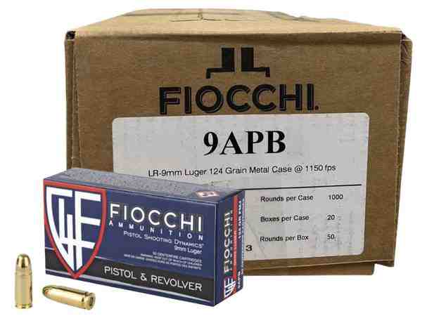 Fiocchi 9APB Training Dynamics 9mm 124 Gr FMJ Ammunition 1000rd CASE