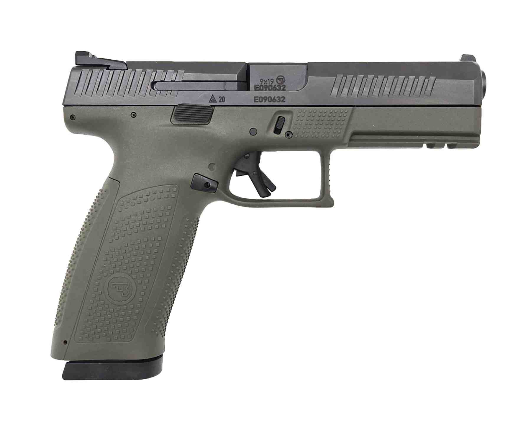 CZ 01545 P-10 Full Size 9mm Luger 4.50" 10+1 Black Nitride Slide OD Green Polymer Grip Night Sights