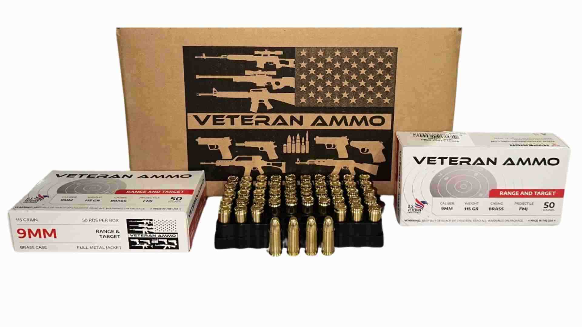 Veteran Ammo 9mm 115 Gr Brass Centerfire Pistol Ammo 1000rd Case - $239.99 w Free Shipping