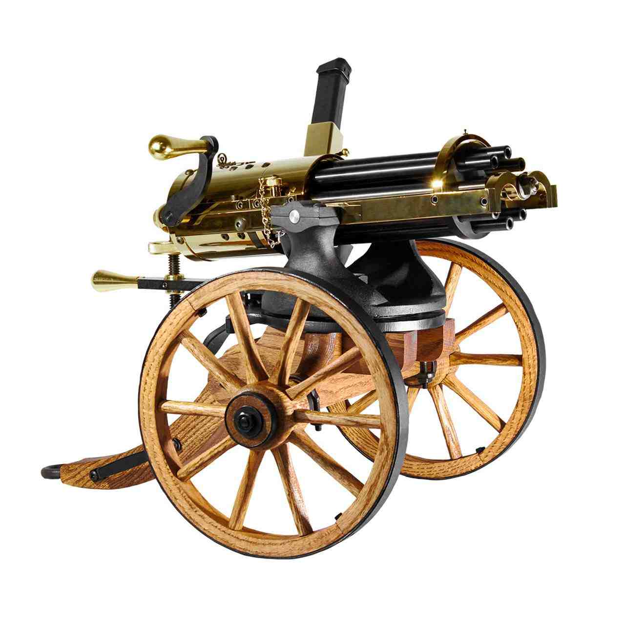 Tippmann Ordnance Golden Gatling Gun w/ Oak Carriage, 9mm, 10" Barrels, 1- 33rd Magazine, Pistol