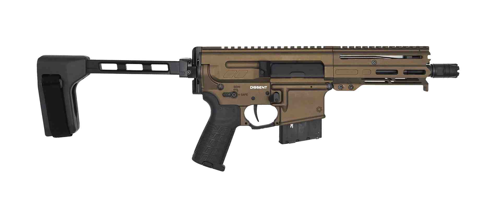 CMMG Dissent Mk4, .338 ARC, 6.5" Barrel, 1- 10rd Magazine, Midnight Bronze, Braced, Pistol