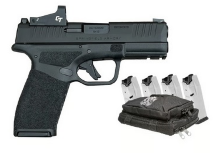 SPRINGFIELD ARMORY HELLCAT PRO OSP 9MM 17+1 BLACK GEAR UP w/ 5 TOTAL MAGS, BAG, & RED DOT