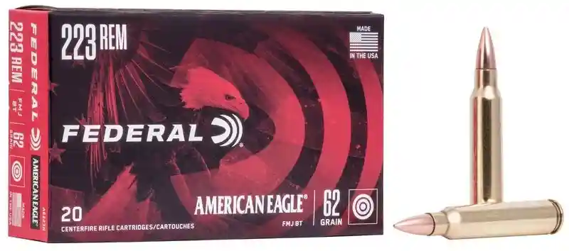Federal American Eagle .223 Rem 62 gr FMJBT Ammunition 20 Rd Box
