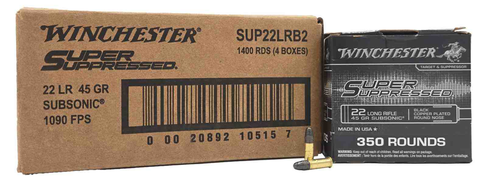 WINCHESTER 22LR 45GR SUBSONIC 1090 FPS AMMUNITION 1400 rd CASE - $99.99 w Free Shipping