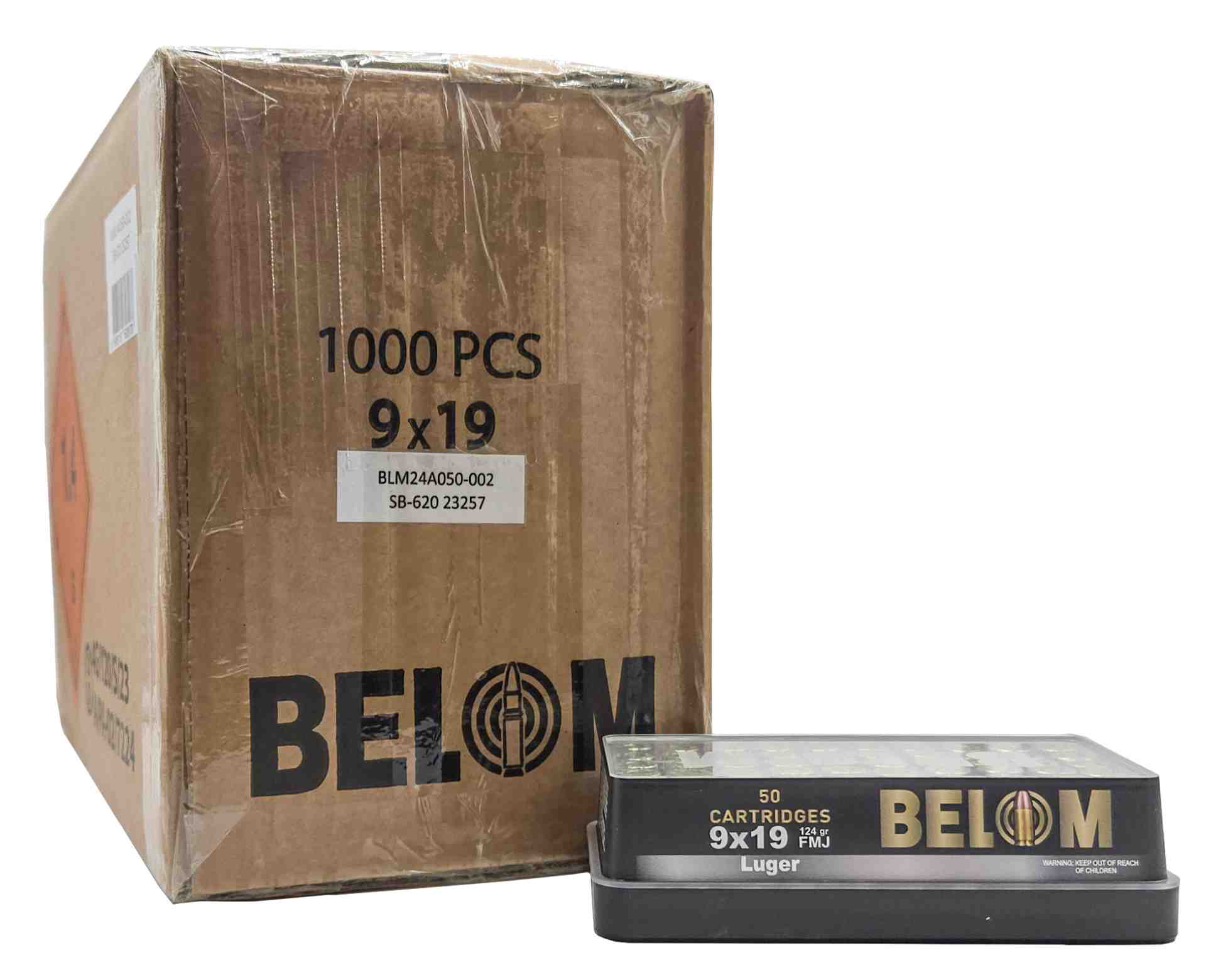 Belom 9mm 124gr FMJ Brass Ammunition 1000 Rounds - $218.88 w Free Shipping
