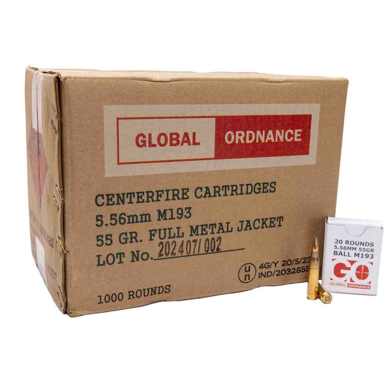 Global Ordnance M193 5.56x45mm 55gr FMJ 1000rd Case