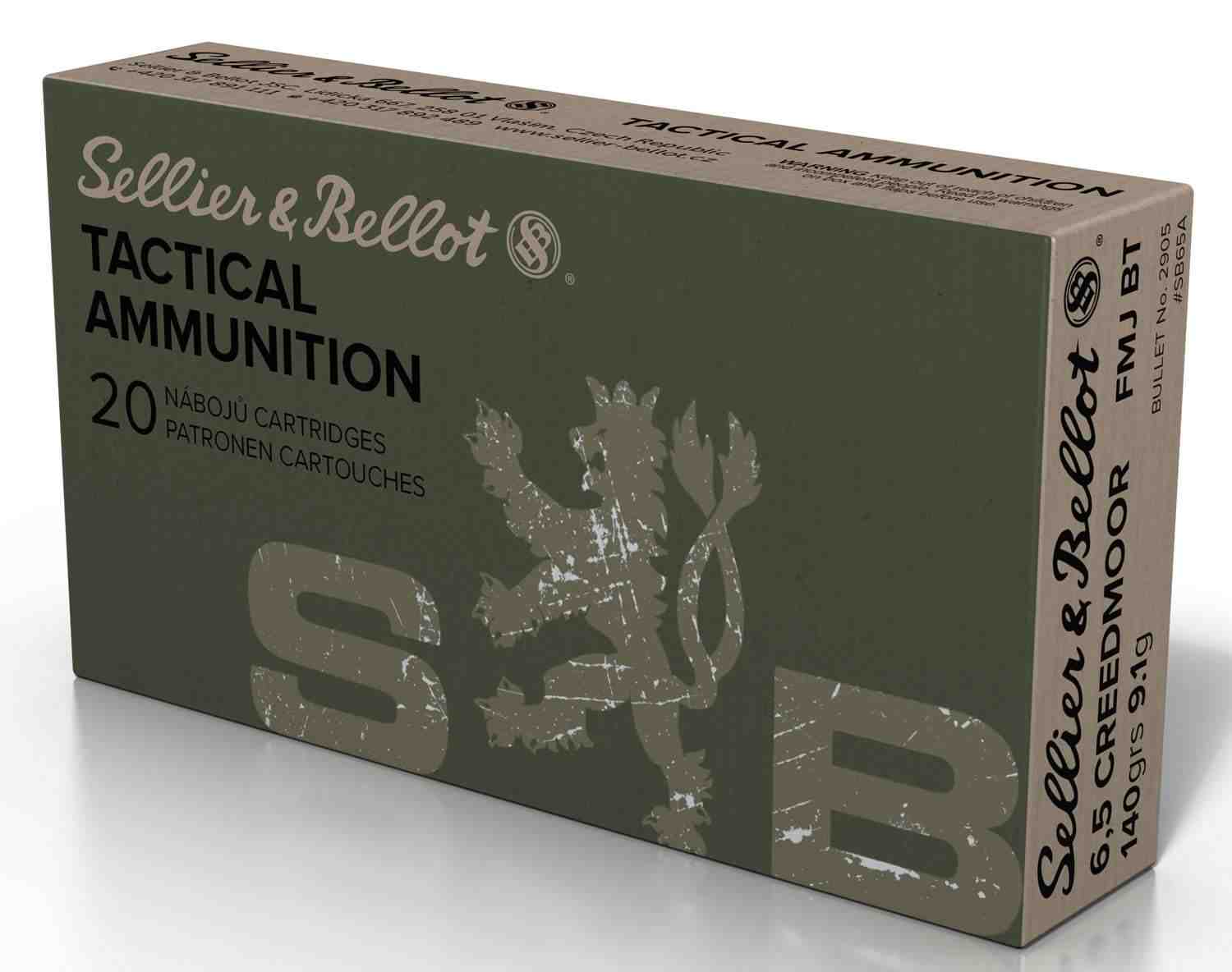 Sellier & Bellot SB65A Rifle 6.5 Creedmoor 140 gr Full Metal Jacket Boat Tail (FMJBT) Rifle Ammunition 20 rd BOX