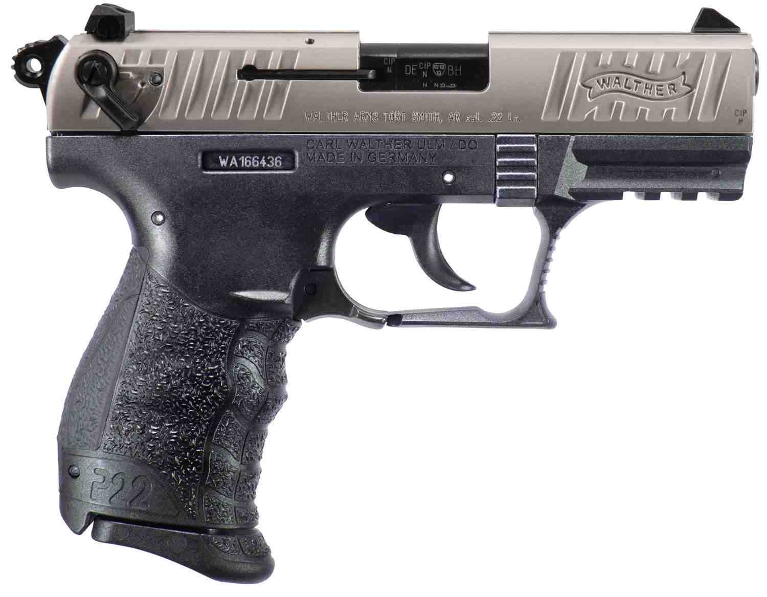 Walther Arms 5120725 P22 Q 22 LR 3.42" 10+1 Black Nickel Slide Black Interchangeable Backstrap Grip - $268.25 email for price
