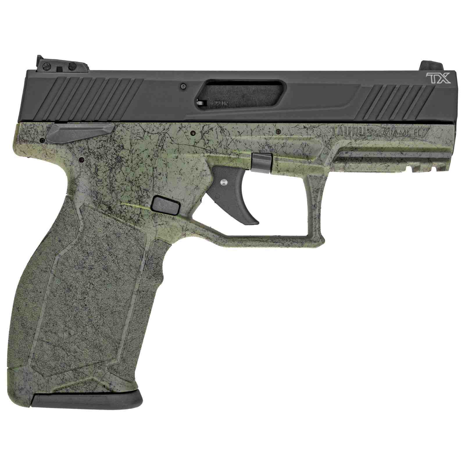 Taurus TX22 22LR 4.1" 16 Round Green w/Black Splatter Black Anodized Aluminum Slide Pistol