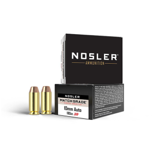 Nosler 51400 Match Grade 10mm Auto 180 gr Jacketed Hollow Point (JHP) 20 Bx/ 10 Cs