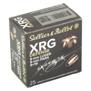 Sellier & Bellot XRG Defense 9mm Luger 100 Gr Solid Copper Hollow Point 25rds