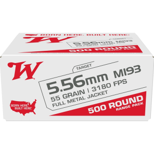 Winchester Ammo USA 5.56x45mm NATO 55 gr Full Metal Jacket (FMJ) Ammunition 500rd Bulk Box
