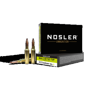 Nosler 6.5 Creedmoor Ammo 6.5mm Creedmoor 140 Grain Ballistic Tip Brass Cased Centerfire 20 Rounds. 5mm Creedmoor 140 Grain Ballistic Tip Brass Cased Centerfire Rifle Ammo 20 Rounds 40064.