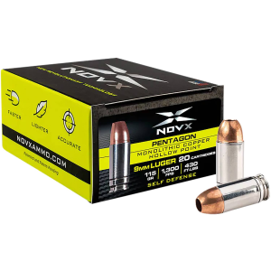 NovX Pentagon Handgun Ammunition 9mm Luger 115gr CHP 1300 fps 20/ct