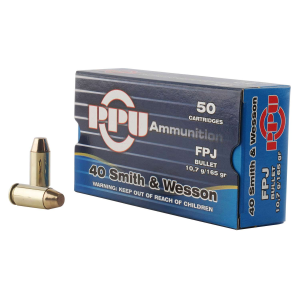PPU PPH40F Handgun  40 S&W 165 gr Flat Point Jacketed (FPJ) 50 Bx/ 10 Cs