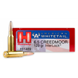 Hornady 81489 American Whitetail  6.5 Creedmoor 129 gr InterLock Spire Point Rifle Ammunition 20 rd Box