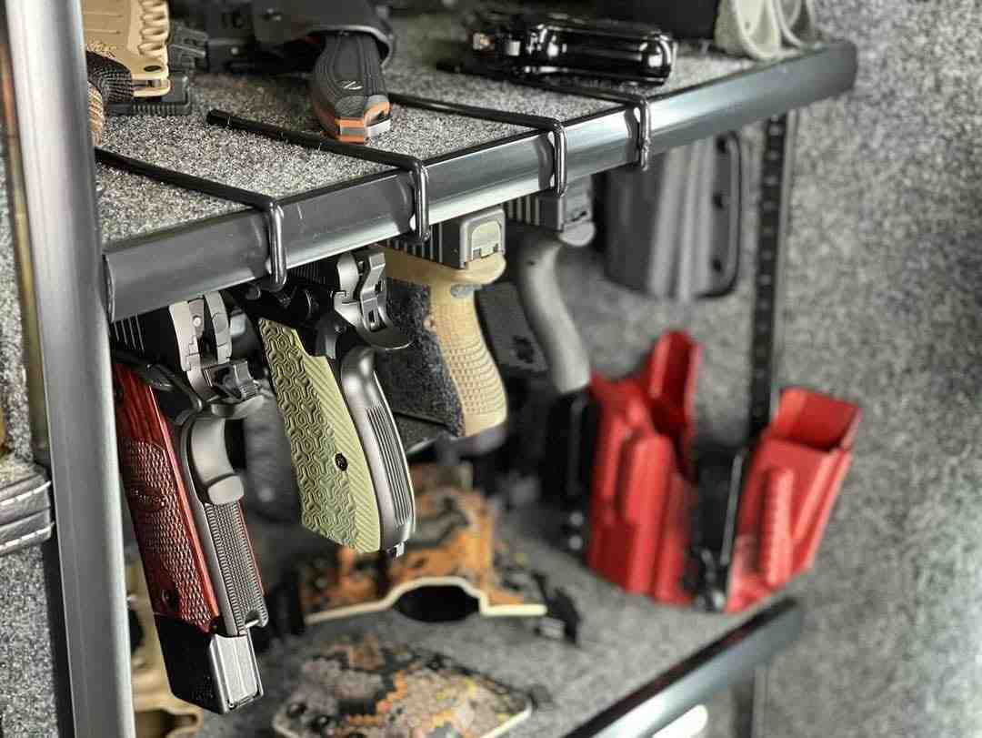 10 PCS Gun Rack, Pistol Rack for Gun Safe Shelf or Stack On Gun Cabinet, Gun Safe Accessory, Handgun Hanger Pistol Organizer for Display, Gifts for Hunters 