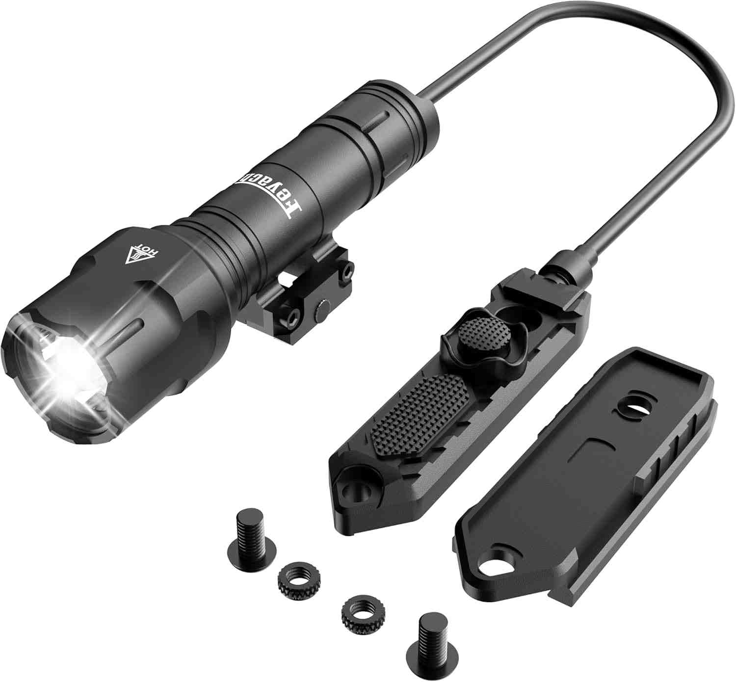 Feyachi Tactical Flashlight 1200 Lumens LED Weapon Flashlight with Fixed Picatinny Mount and Pressure Switch Matte Black
