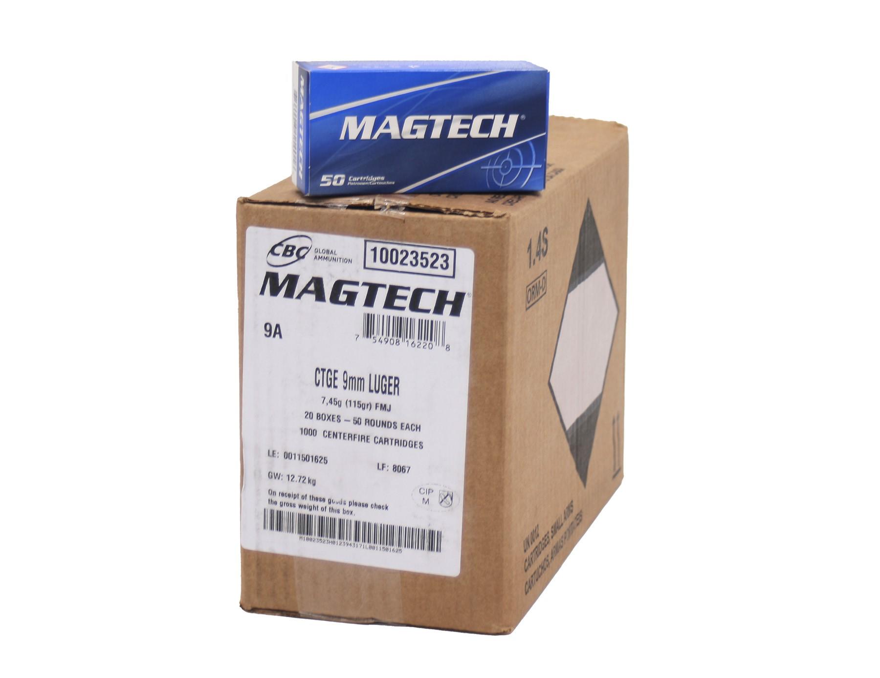 Magtech 9A Range/Training 9mm Luger 115 gr Full Metal Jacket (FMJ) Pistol Ammunition 1000rd Case