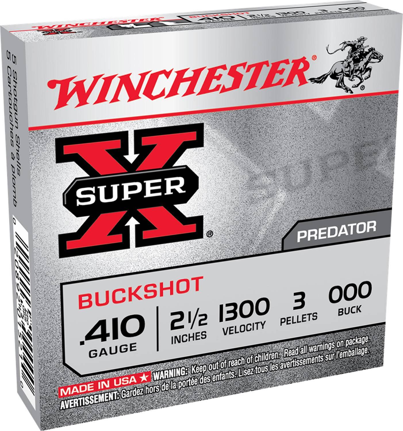 Winchester Ammo Super-X 410ga, 2.5" 3 Pellets 000 Buck Shot, 5rd Box