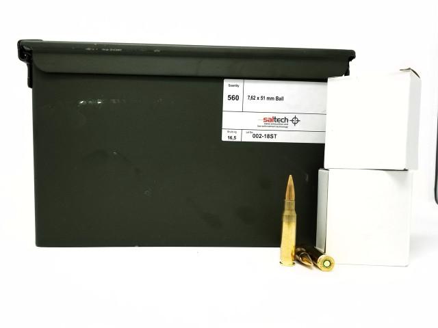 Saltech 150 Gr FMJ 7.62x51 M80 Ammunition, 560 Rds w/ Metal Ammo Can - $499.99 w Free Shipping