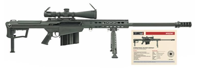 Barrett M107A1 50BMG International Military Contract Overrun 10rd Rifle w/ Leupold Mark 5 HD 5-25 Scope, Gen II HIR Cerakote Black