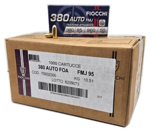 Fiocchi 380ACP Training Dynamics 95gr FMJ 1000rds - $299.99 w Free Shipping