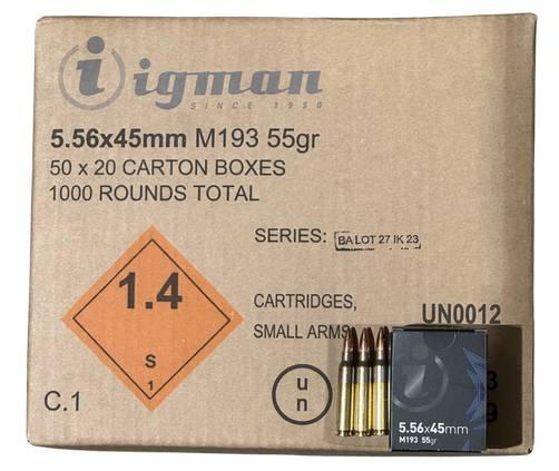 IGMAN 5.56 M193 55GR FMJ RIFLE AMMUNITION 1000rd BOX - $488.88 w Free Shipping