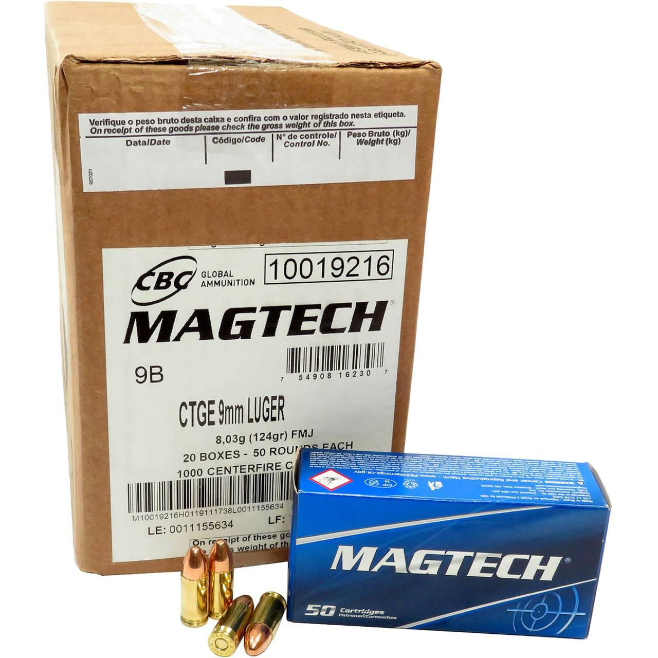 Magtech 9B Range/Training 9mm Luger 124 gr Full Metal Jacket (FMJ) 1000rd Case