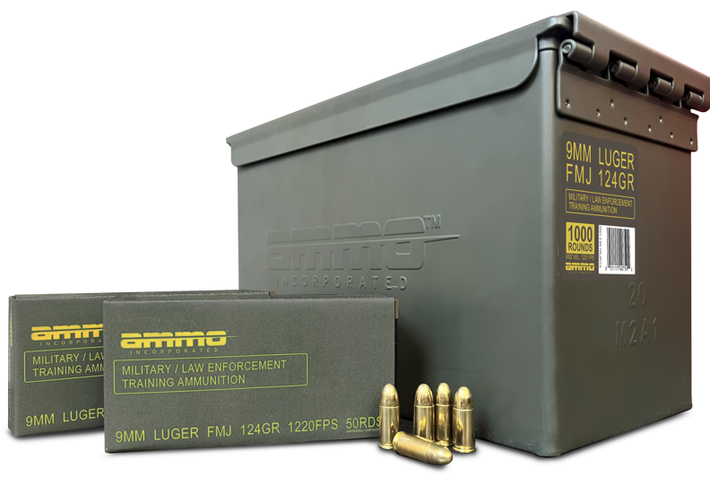 Ammo Inc Military and Law Enforcement 9mm Luger Handgun Ammo, 124 Grain, FMJ, 1000 rounds with ammo an - $249.99 w Free Shipping