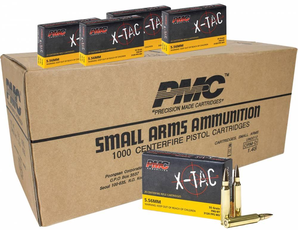 PMC XP193 5.56 NATO FMJ BT 55GR CENTERFIRE RIFLE AMMUNITION 1000 RD CASE