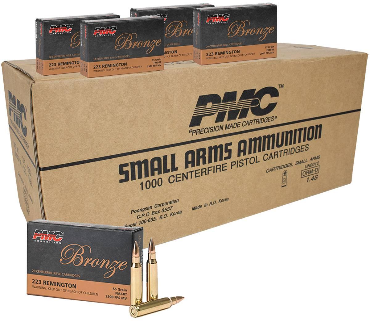 PMC 223A Bronze .223 Rem 55gr Full Metal Jacket Boat Tail Brass 1,000 rounds - $449.99 w Free Shipping