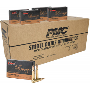 PMC 223A Bronze .223 Rem 55 Grain Full Metal Jacket Boat Tail Brass- 1000Rds