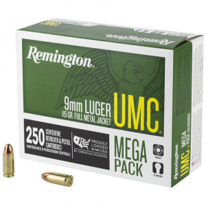 Remington Umc 9mm Luger 115gr Mc Handgun Pistol Ammunition 250rd BOX