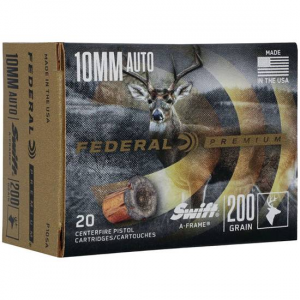 Federal P10SA Premium 10mm Auto 200 gr Swift A-Frame 20 Bx/ 10 Cs