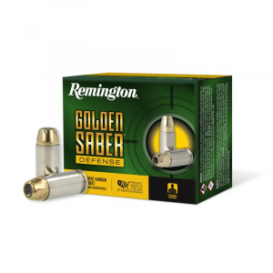 Remington Ammo Golden Saber Defense 40 S&W 180 Gr Brass Jacketed Hollow Point 20rds