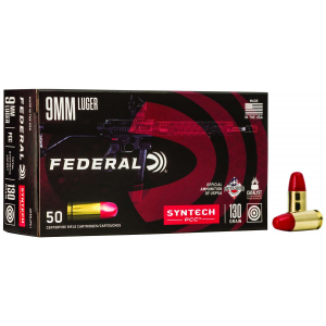 Federal AE9SJPC1 American Eagle  9mm Luger 130 gr Total Syntech Jacket Flat Nose (TSJFN) 50 Box