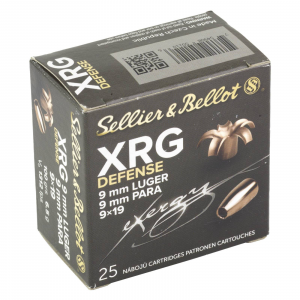 Sellier & Bellot XRG Defense 9mm Luger 100 Gr Solid Copper Hollow Point 25rds