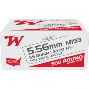 Winchester Ammo USA 5.56x45mm NATO 55 gr Full Metal Jacket (FMJ) Ammunition 500rd Bulk Box