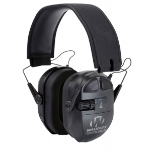 Walkers GWPXPMQB Ultimate Power Muff Quads Polymer 26 dB Over the Head Black Ear Cups w/Black Band Adult