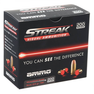 AMMO INC STREAK VISUAL RED TRACER 9MM 124GR TMC BRASS 200RD BOX