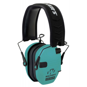 Walkers GWPRSEMLTL Razor Slim Electronic Polymer 23 dB Over the Head Light Teal Ear Cups w/Black Band