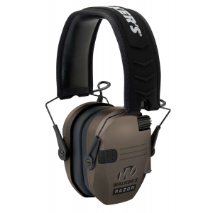 Walkers GWPRSEMFDE Razor Slim Electronic Polymer 23 dB Over the Head Flat Dark Earth Ear Cups w/Black Band