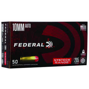 Federal AE10SJ1 American Eagle Syntech Range 10mm 205 gr Total Syntech Jacket Flat Nose (TSJFN) 50 Rd Box