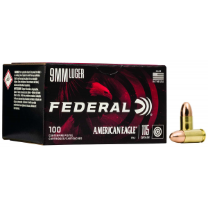 Federal AE9DP100 American Eagle  9mm Luger 115 gr Full Metal Jacket (FMJ) 100 Bx/ 5 Cs